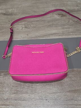 Michael Kors Hot Pink Crossbody with Gold Hardware